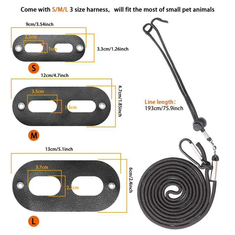 BWOGUE Bearded Dragon Harness and Leash Adjustable Leather Lizard Reptiles Harness Leash for Amphibians and Other Small Pet Animals (S,M,L,3 Pack) - Image 2